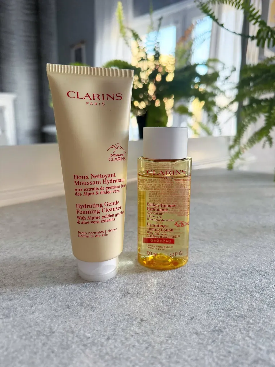 Набор для ухода за кожей Clarins: очищающее средство + тонизирующий лосьон (для 